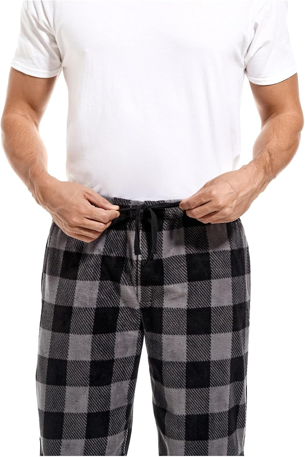 1Pack or 3Pack Mens PJ Pajama Pants Bottoms Fleece Lounge Pants Sleepwear Plaid Pjs with Pockets Microfleece