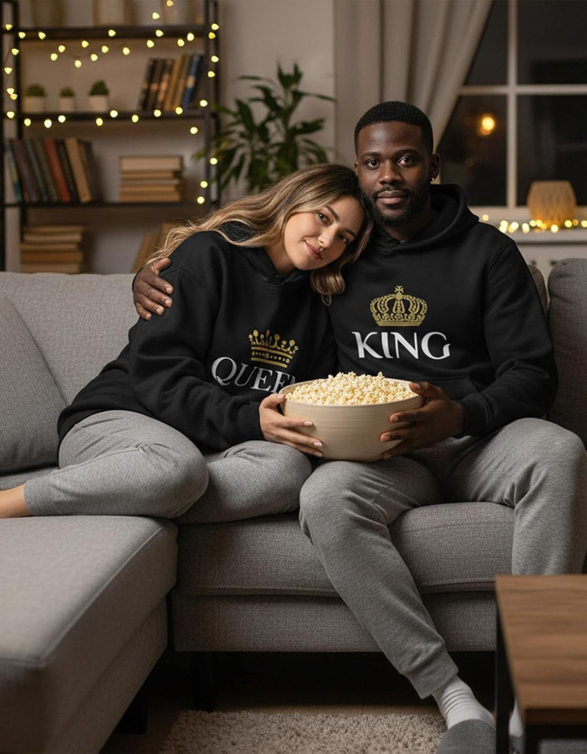 King and Queen Valentines Day Outfit His and Hers Matching Hoodies for Couples