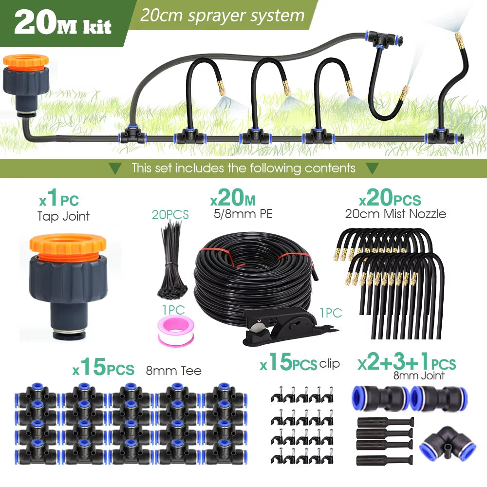 DIY 30M-5M Universal Sprayer Kit – Patio Misting & Cooling System for Garden Irrigation